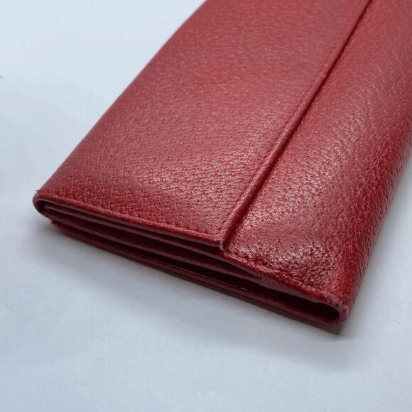 Vintage Gucci Authentic Red Leather Long Slim Wallet w/ Light Wear - Picture 9 of 12